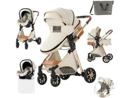 Poussette 3 Em 1 Bebé Combinada Assento De Carro Nacelle Trio Reversível Ajustável Alta Qualidade Rodas Increváveis Canne Branco.bazarland30 P O S