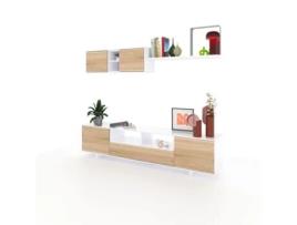 Kenzo Sala de estar Carvalho canadense branco brilhante 200 x 46 x 41 cm Duehome