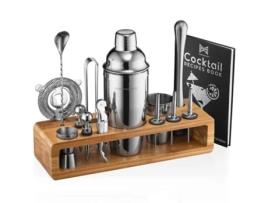 Kit De Coquetelaria Modern Mixology 23 Peças Com Suporte De Bambu | Ferramentas Para Bartenders E Presentes De Bar Mixology Craft