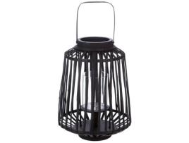Lanterna Jja Black Wood Decoração de Interior Étnica 25x35 Cm