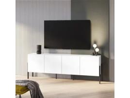 Design moderno e minimalista para TV móvel, branco, 4 portas, 200x40x69cm, Gardon Ims Helvetia