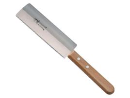  - Faca Raclette Saufax Religiosa Faia Cinza E Bege Cabo 12 X 2,5 Cm