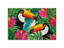 Tapete De Coco Branqueado Tucanos / Pvc 40x60 Cm Idmat