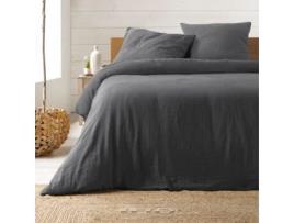 Conjunto de cama gaze algodão antracite 240 x 260 cm Promo Linge