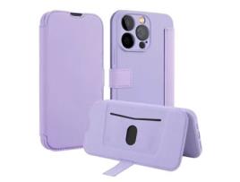 Capa Livro Para Iphone 15 Pro Tumundosmartphone Silicone Líquido Textura Macia Roxo