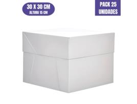 Caixa Para Bolo Quadrada Branca - 30 Cm (25 Uds)