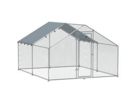 Galinheiro para exterior em aço galvanizado e tecido Oxford em cinza 300x340x190 cm PAWHUT