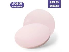 Base Para Bolo Redonda Rosa Bebe - 30 X 1,2 Cm (25 Uds)