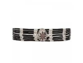 Bracelete Hipanema Manchette Ibis Black Metal Preto Adulto Mulher