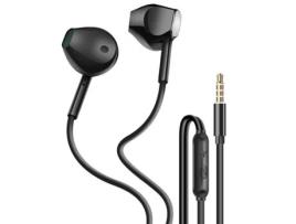 Fones De Ouvido Com Cabo 3,5 Mm Com Botão De Comando Preto Inkax