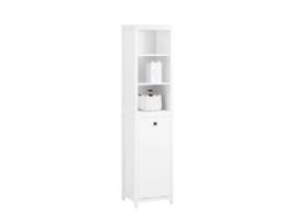 Armário de banheiro alto com 3 prateleiras e 1 porta branca Bzr95 W Sobuy