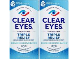 Clear Eyes Tripla Ação Gotas Oculares Lubrificantes 15 Ml Pacote De 2