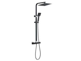 Coluna De Chuveiro Misturador Termostático Chuveiro Quadrado Alto De 10 Polegadas Altura Ajustável 80 120 Cm Preto Auralum Max