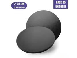 Base Para Bolo Redonda Preta - 25 X 1,2 Cm (25 Uds)