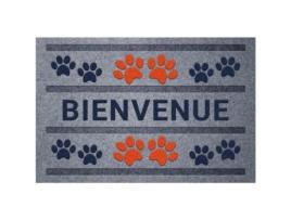 Tapete Flocke Com Estampas De Patas De Boas Vindas Vermelho Azul 40x60cm Idmat