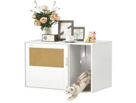 Móvel Caixa De Areia Para Gatos Melamina De Madeira Cor Blanco 80x50x50 Cm Pawhut