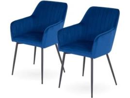 MOG CASA - Conjunto de Cadeiras Dahlia, Azul Marinho Veludo, Pernas Pretas, Confortáveis e Sofisticadas, Para Cozinha ou Sala (2 Unidades)
