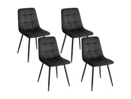 Cadeiras Beliani Powell estilo escandinavo em veludo preto 45x62x88
