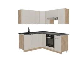 Cozinha Em Ângulo Fame Line, 160x190cm, Pt Antracite, Cinzabeige/carvalho Dourado, Carvalho De Força Dourado, Vicco