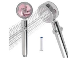 Cabeça de chuveiro de hélice de alta pressão, chuveiro economizador de água, cabeça de chuveiro de massagem portátil com rotação de 360 °, rosa RHAJQ