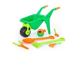 Polesie 42071 Conjunto de carrinho de mão de jardineiro nº 2 Conjunto de ferramentas Ancinho, pá, regador, tesouras Wader