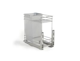 Carrinho Extraível Com Cestos E Carrinho De Pão Supra Com Fecho Soft, Módulo 300mm, Aço, Cromado Emuca