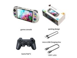 Console retrô com emulador, 128G, com controle sem fio