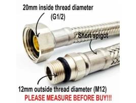 50 cm Tubo Largo para Conector de Grifo Monomando de Fregadero de Cocina, MonoBloc, M12 x 1/2 Pulgadas BSP