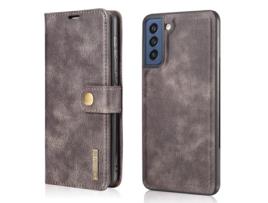 Capa Split Destacável Fe Para Samsung Galaxy S21 Dg.ming Pele Sintética Cinzento