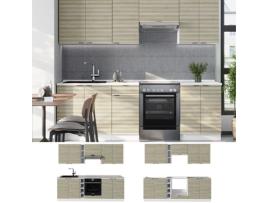 Cozinha Fame Line, 235cm Sem Plano De Trabalho, Lambris/branco Carvalho, Branco, Vicco