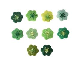 Flor De Feltro Adesivo - The Universe Of Piwi - 2 Cm - Verde - Decorativo - Misto