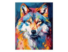 Pintar por números Figuredart com moldura 40x50cm Lobo abstrato colorido Fa10210 Y