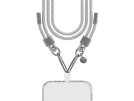 Correia Ombro Universal Telemóvel Brilhantes Force Case Tecido Prateado