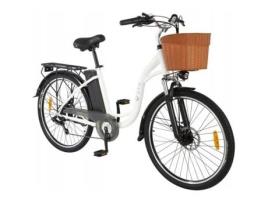 Bicicleta Elétrica Feminina DYU C6 Rodas 26 Motor 350W Bateria 36V 12 5Ah Shimano 7 Velocidades Autonomia 70Km Branco
