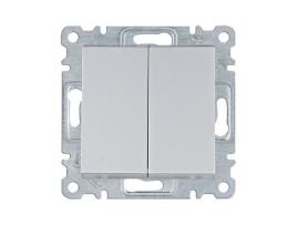 Luz | Interruptor Duplo Prateado Wl0042 Hager