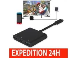 Adaptador Hdmi 4k 1080 Para Switch, 3 Em 1 Multiport Usb 3.0 Pd Carregador De Base Para Tv, Cabo Conversor Usb Tipo C Para Switch/série Zisonix