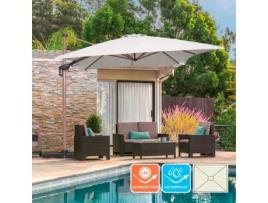 Guarda Sol De Jardim 3x4m Com Ajuste Lateral Rotativo E Efeito De Madeira Jungle Elios Parasols