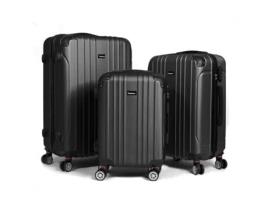 Conjunto De 3 Peças De Bagagem De Viagem Rígida 3 Peças 55/68/78cm, Bagagem De Viagem De Cabine Média Grande, 4 Rodas Duplas, Preto Todeco