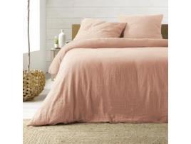 Lençol de cama gaze algodão rosa 240 x 260 cm Promo Linge