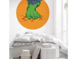 Foto Parede Não Tecido 125 X 125 Cm Marvel Redondo Autoadesivo Hulk Pé Amarelo, Vermelho, Verde Papel de Parede Digital 1 Peça Komar