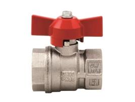 Válvula Esfera Latão F-F Cabo Borboleta Vermelho 20X27