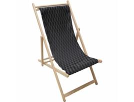 Ligstoel JARDIN PRIVE Preto Geométrico 132 x 55 x 35 cm madeira de faia