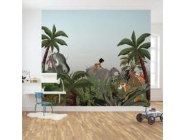 Foto Mural Não Tecido 280x300 Cm Disney Selva Livro Verde Papel De Parede Digital Khan Mogli Baloo 6 Tiras Largura 50 Cm Komar