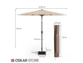 Kit guarda-sol Oskar 270 cm com capa protetora base, guarda-sol de jardim, guarda-sol de mercado