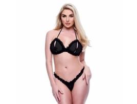 Conjunto de Lingerie Baci Lingerie Crotchless G- Preto 2 Peças S/M