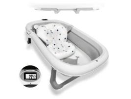 Banheira Dobrável Para Bebé Com Termómetro E Almofada Redutora, Modelo Ballena Em Cinza Home X Gym