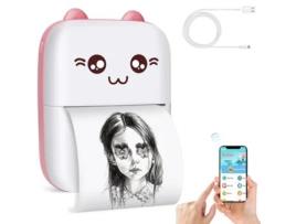 Impressora KLACK C9 Bluetooth Cat-Shaped Térmica de Bolso- Rosa