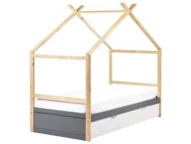 Cama Con Cajones Beliani Orgeval De Madera De Pino Gris 99x206x180