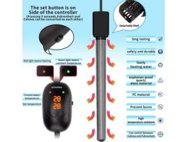 Aquecedor de Aquário Aquecedor Submersível de 500W para Aquário com Proteção Contra Superaquecimento e Desligamento Automático Ao Sair Da Água BISBISOUS