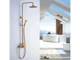 Coluna De Chuva Misturador Mecânico Banheiro Bronze Misturador De Chuveiro Bronze Retrô Com Barra Ajustável Auralum Max